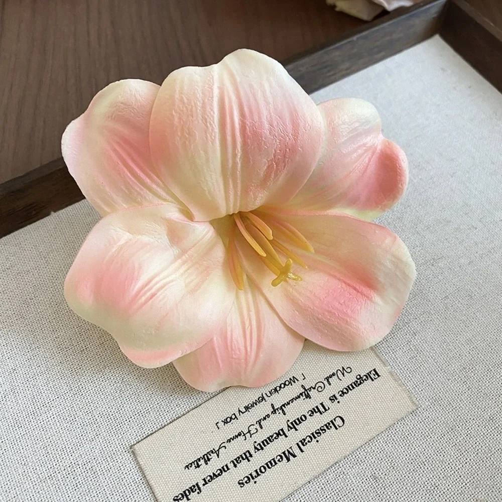 Elegant Peach Pink Foam Flower Hair Clip Duckbill Barrette Spring Accessory